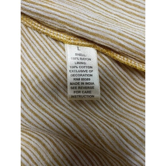 StudioWest Apparel Boho Smock Top  L Yellow‎ Stripes Embroidered Mirrors Tassels - Picture 12 of 12